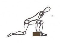 modified lunge with knee down and blocks