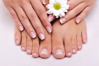 clean hands and feet with a flower